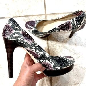 Calvin Klein Snakeskin Platform Heels Purple green gray Size 7.5